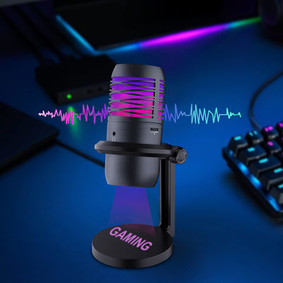RGB que enciende el micrófono de condensador del USB para fluir y registrar