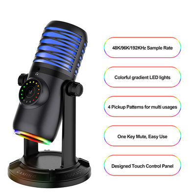 Fluir el micrófono hecho un podcast del juego del Mic USB RGB del condensador para la PC PS4 PS5 del ordenador portátil