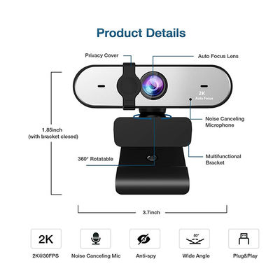 2K webcam lleno de la PC del webcam 1080P 60FPS USB del Autofocus HD con el micrófono dual
