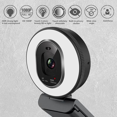 FaceTime AF Live Broadcast Cámaras FHD 3 Color Ring Light webcam