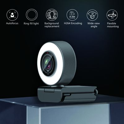 Formato del Autofocus H.264 de la cámara de Live Streaming Webcam USB con Ring Light