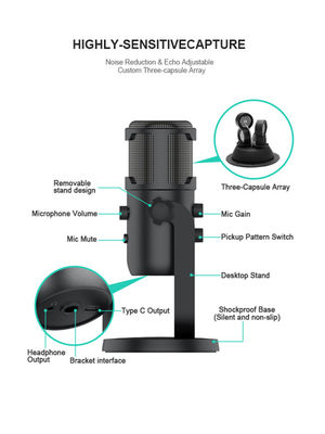 Condensador portátil Mic, micrófono de condensador de la grabación del USB del Karaoke para los niños de YouTube
